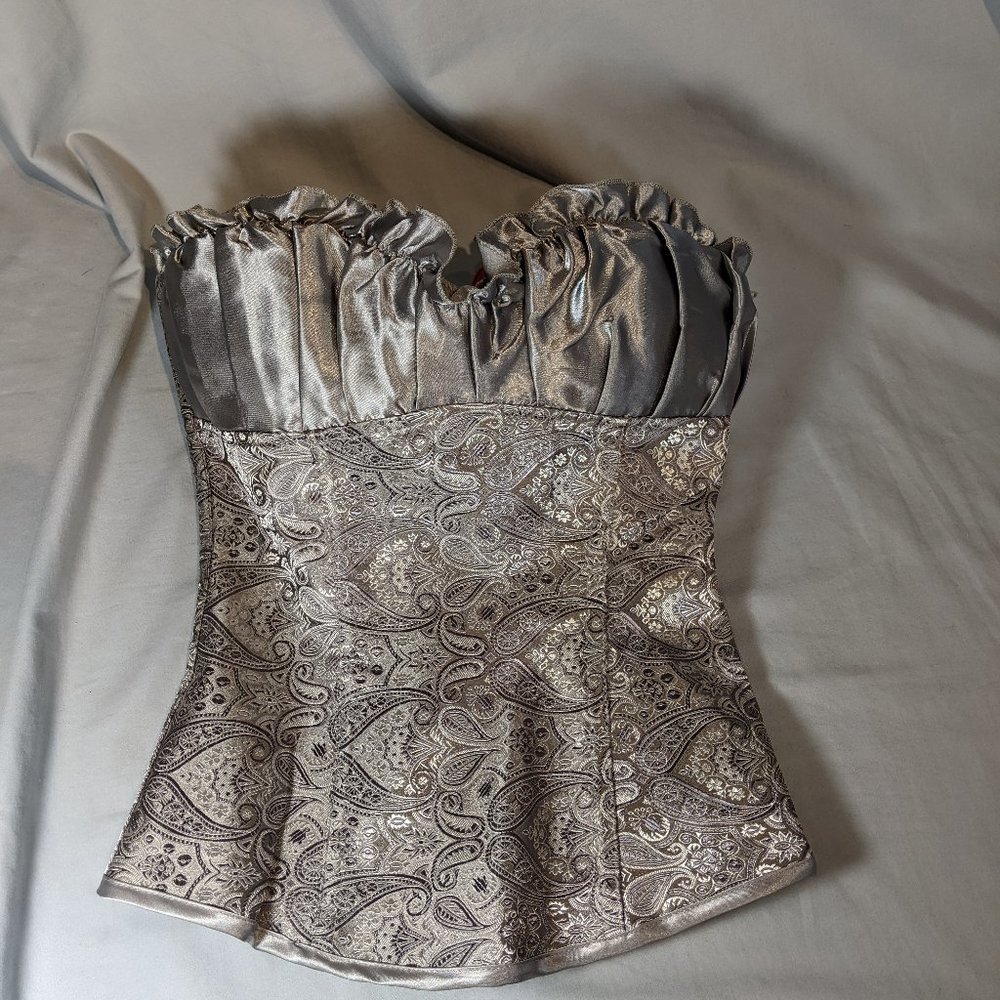 silver brocade corset